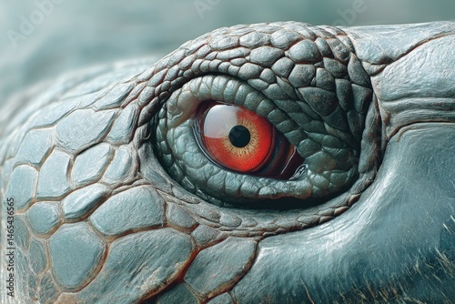 Obraz na płótnie Close-up Exploration of a Turtle's Eye and Scales Showcasing Intricate Texture and Color Details w salonie