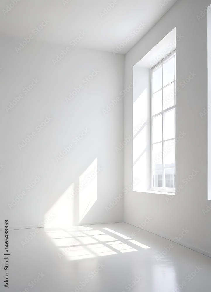 Fototapeta premium Bright Empty Room: Sunlight and Shadow Play