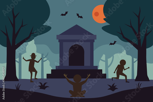 forgotten forest shrine with broken halloween idol 
