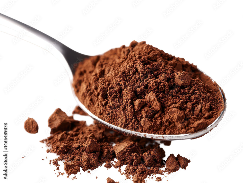 Isolated Spoonful of Cocoa Powder Isolated Spoonful of Cocoa Powder
