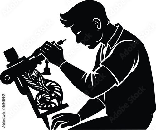 Tattoo Artist at Work Silhouette