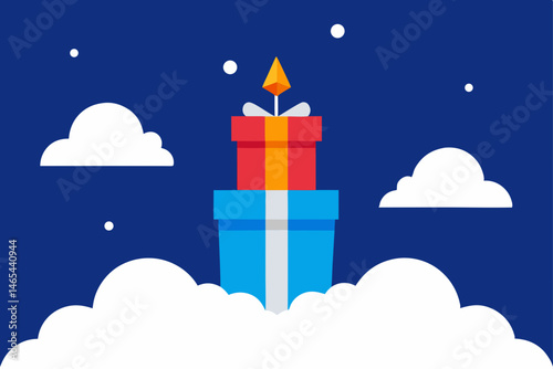 gift chute launching presents into the clouds 