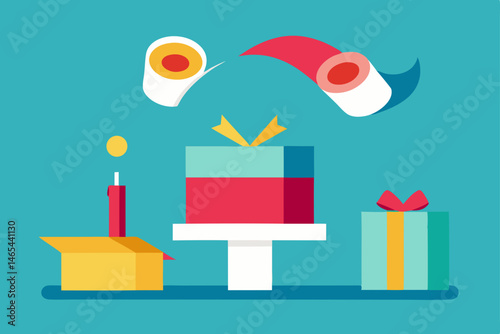 gift wrapping station with flying ribbons  levitat