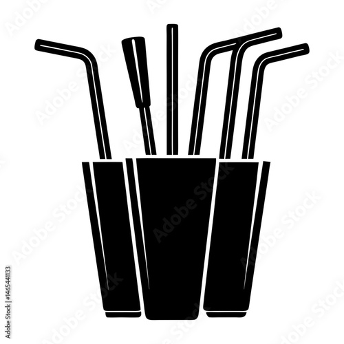 Reusable Straw Set silhouette vector