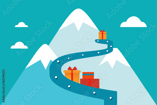 gift sorting mountain with conveyor belts zigzaggi.svg