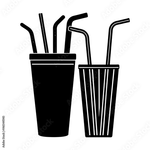 Reusable Straw Set silhouette vector