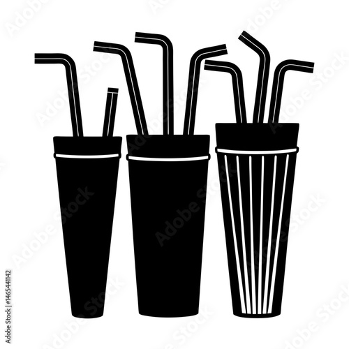Reusable Straw Set silhouette vector
