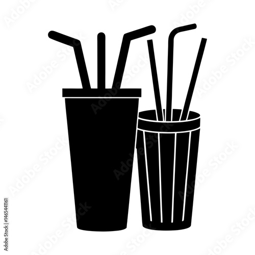 Reusable Straw Set silhouette vector