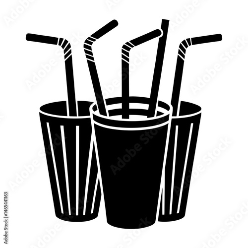Reusable Straw Set silhouette vector