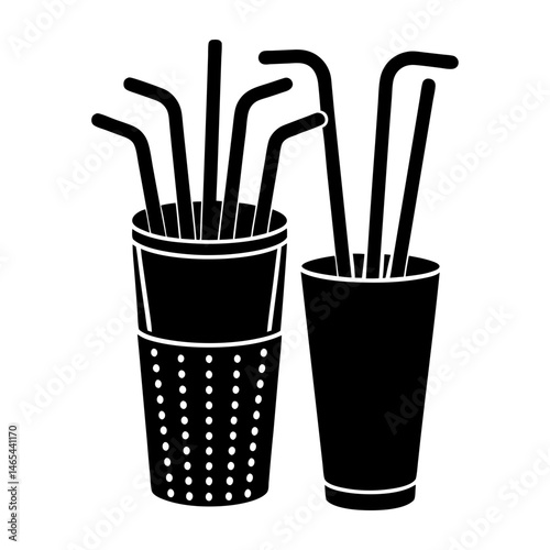Reusable Straw Set silhouette vector