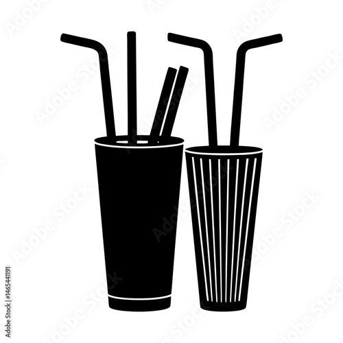 Reusable Straw Set silhouette vector