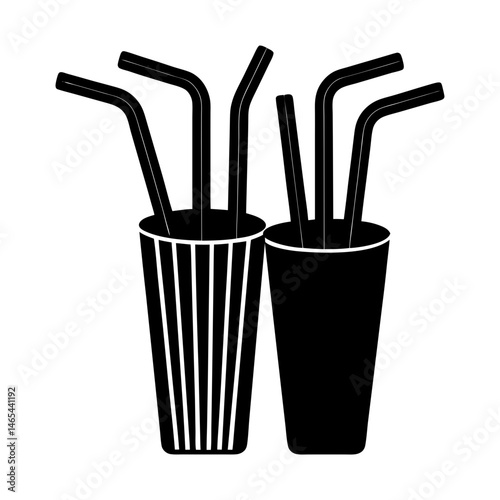 Reusable Straw Set silhouette vector