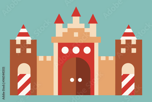 gingerbread castle gates with peppermint drawbridg 