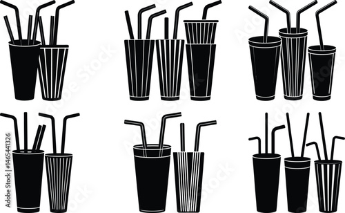 Reusable Straw Set silhouette vector