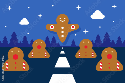 gingerbread airfield with cookie planes lined 