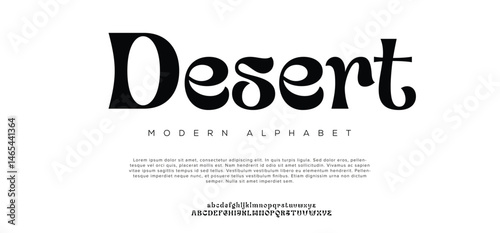 Desert minimalist alphabet typeface display font vector. Luxury typography style alphabet illustration with numeral and lowercase