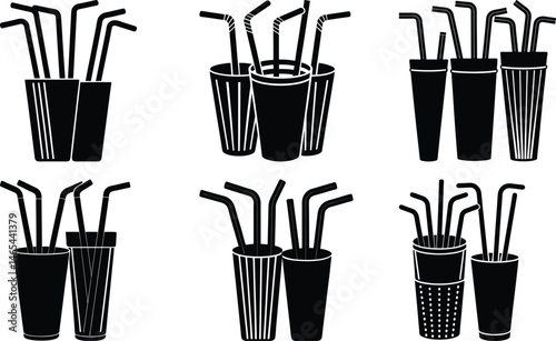 Reusable Straw Set silhouette vector