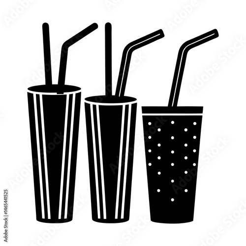 Reusable Straw Set silhouette vector