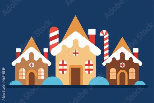 gingerbread village lit from within  with icing 