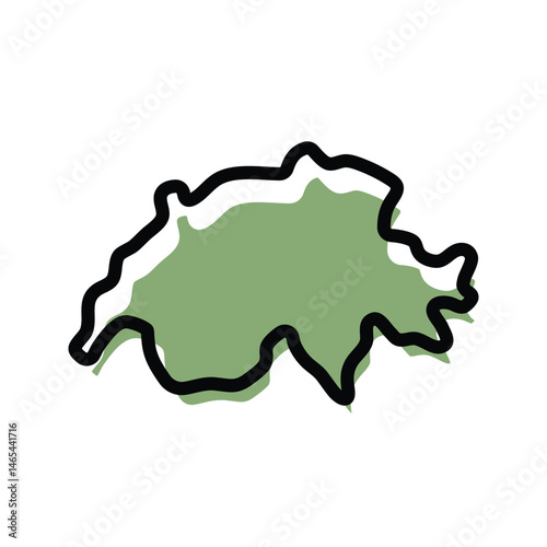 Switzerland green map icon. Switzerland outline map. Simple icon design. Vector illustration