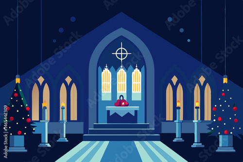 grand cathedral interior glowing with candlelight