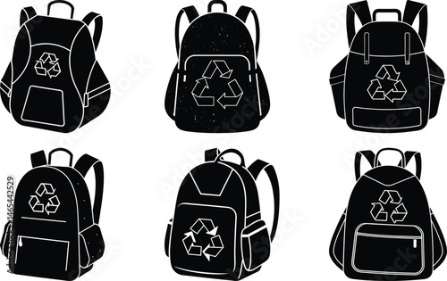 Recycled Material Backpack silhouette vector