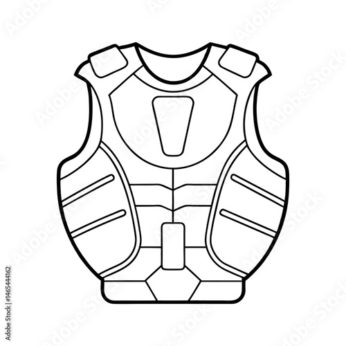 Outline of Body Armor in Vector Line Style