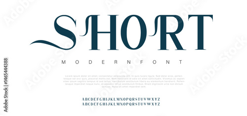 Short Classy elegant font, vintage type or luxury premium typeface, vector English royal alphabet. Classic typography in modern or old art deco style, serif letters for modern or retro poster font