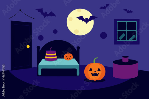 halloween themed child s bedroom with glow in the 