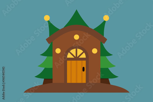 hidden tree stump cottage lit for christmas 