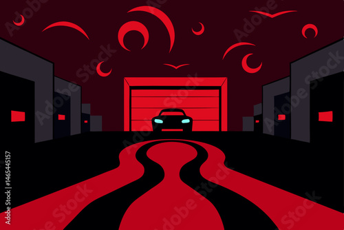 haunted parking garage with flickering lights  