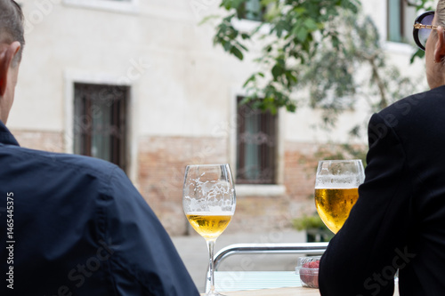 Outdoor Beer Glasses with Two People