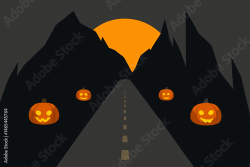 hollow mountain pass with jack o  lanterns lightin.svg