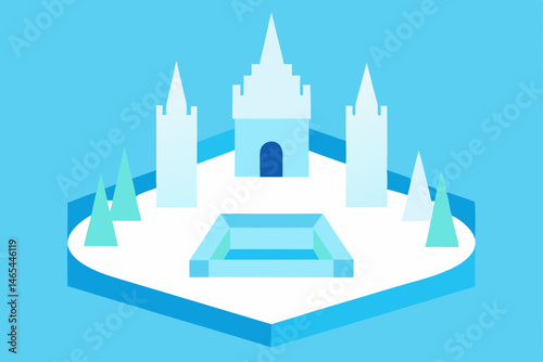 ice castle courtyard with a skating rink shaped