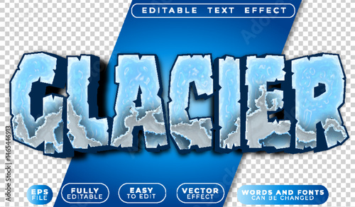 Glacier Blue Frozen Cold Winter  Fully Editable Vector Text File