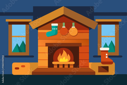 log cabin interior with handmade decorations  