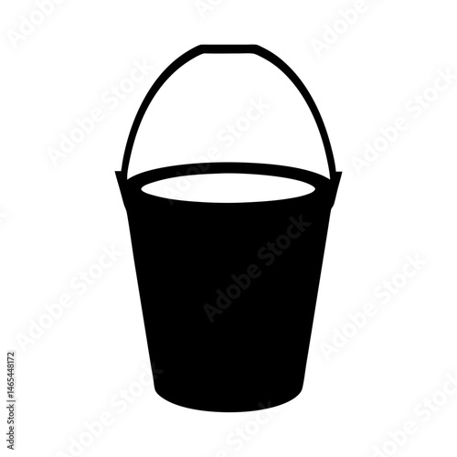 A Simple Black Silhouette of a Metal Bucket with a Handle