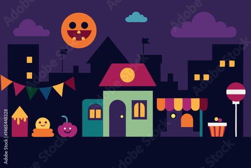 neighborhood block party with spooky games  