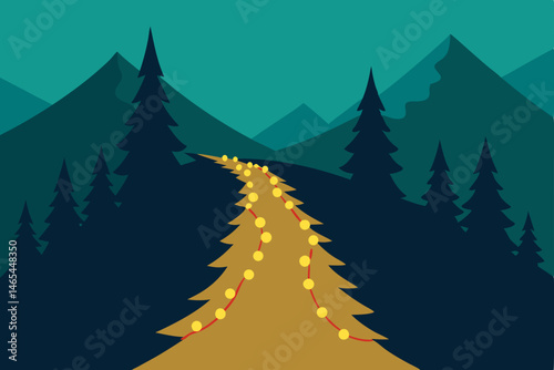 Wallpaper Mural narrow mountain trail lined with evergreens  Torontodigital.ca