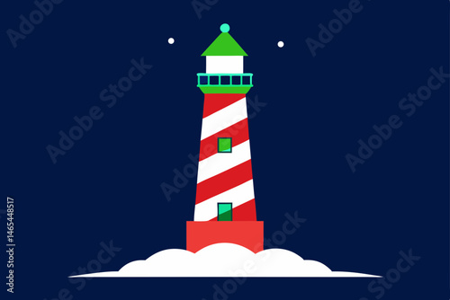 north pole lighthouse glowing red 