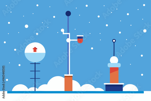 north pole weather station measuring snowfall with 
