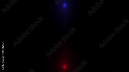 Red and blue neon lights motion animation, rotating and repeating, LED lights with round frame shape on black background, 4k resolution footage.