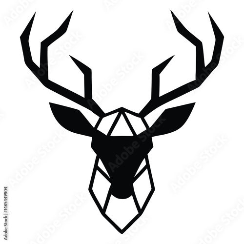 Geometric deer head showcases a modern and abstract animal representation with a creative artistic style