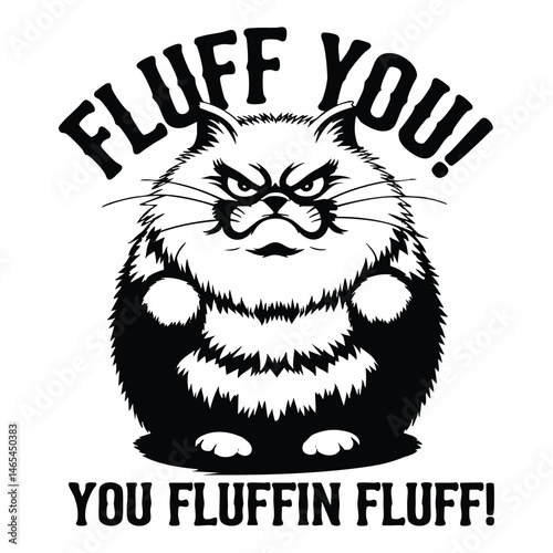 Black and White Fluff You! Grumpy Cat Illustration