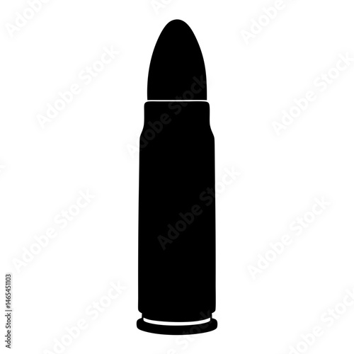 Black Silhouette of a Single Bullet Cartridge Case Ammunition Round Weapon