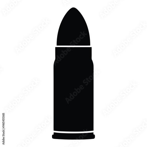 A Simple Black Silhouette Image of a Bullet Cartridge for Ammunition