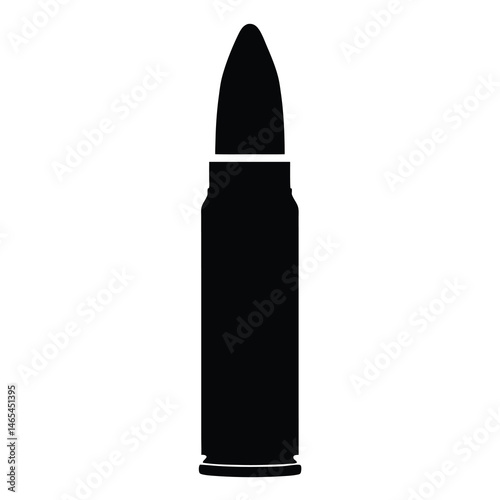 Black and White Silhouette of a Single Bullet Cartridge Case