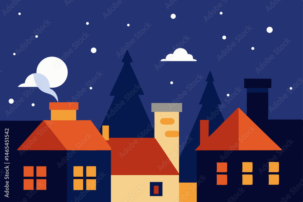 rooftop view of a town asleep on christmas eve rooftop view of a town asleep on christmas eve