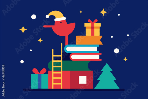 santa s secret library with flying books  decorate.svg