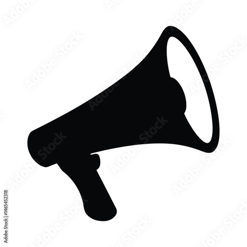 Black Silhouette of a Loudspeaker Megaphone Bullhorn for Announcement Public Address System